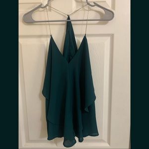 Dark green top. Chain straps . Super flattering